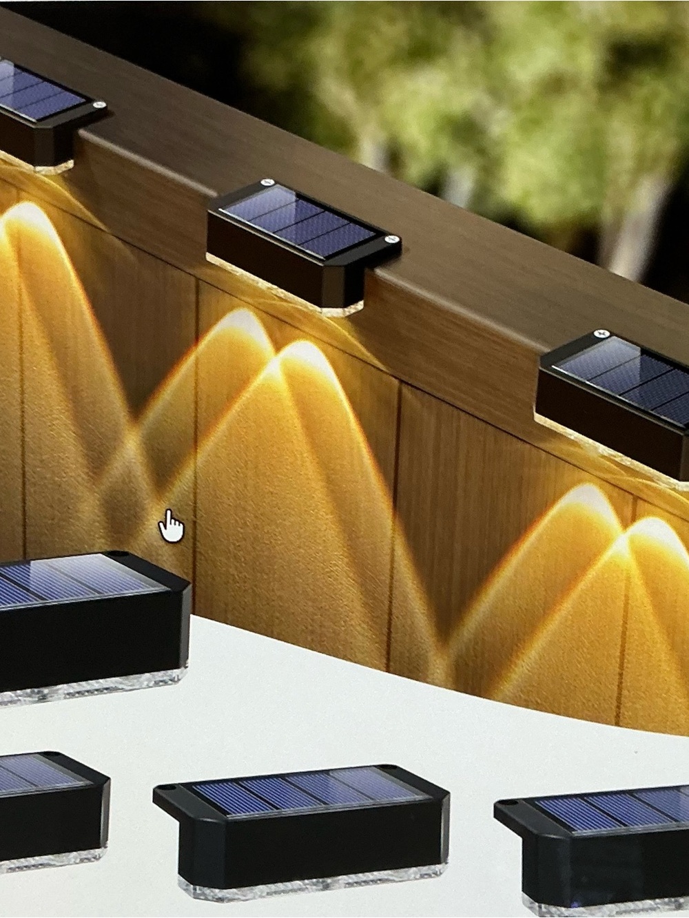 Peasur Solar Fence Lights - Warm White 4 pack outdoor waterproof